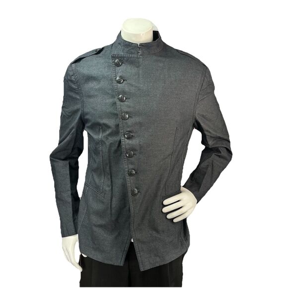 John Varvatos Mainline Men L/42 Asymmetrical Military Fleur De Lis Jacket Italy - Picture 1 of 16